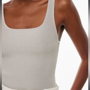 Babaton brown sculpt knit square neck tank